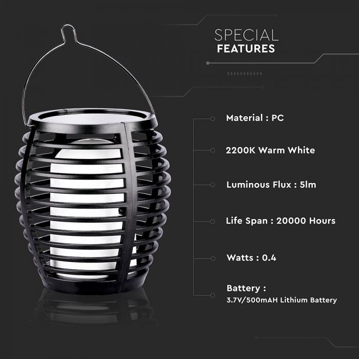 LED solcellsbelysning Fackla, vägg, svart