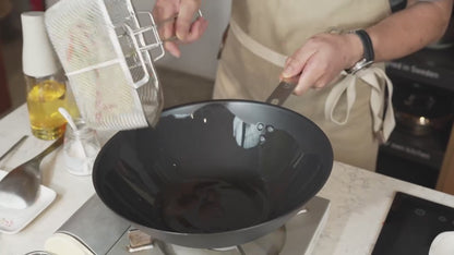 Wokpanna i lättvikt kolstål, 4l