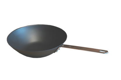 wokpanna i lättviktkolstål inkl sked och hålslev